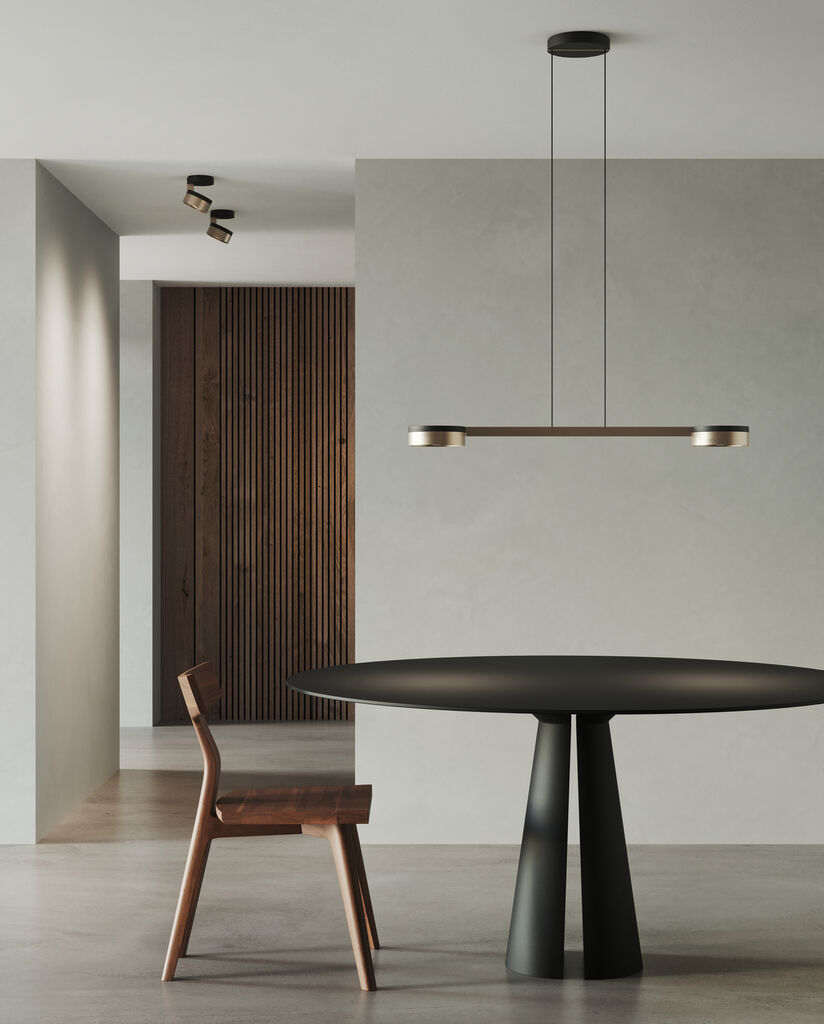 BLADE S2 SLIM Pendant Lamp in Matt Black and Satin Gold finish