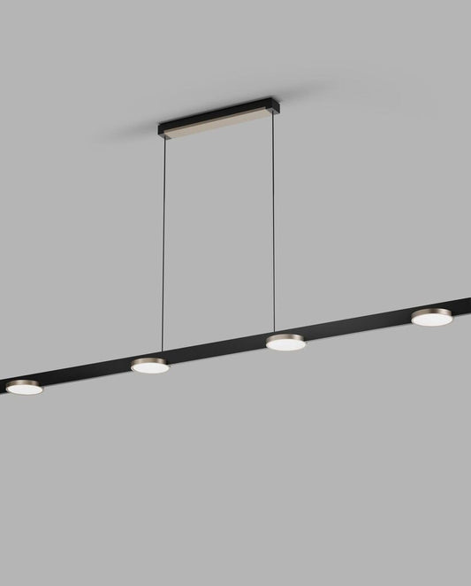 INLAY S1800 LINEAR DISC Pendant Lamp in Matt Black and Satin Silver finish with SMART TUNE technology